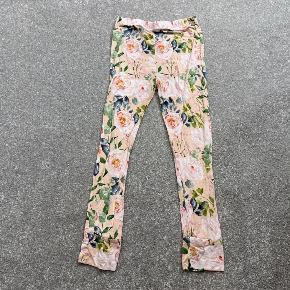 Posh Peanut Harper Bamboo Pajama Set Pink Floral Ruffle Sleeve‎ 7Y PJs Cottage